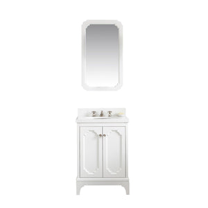 Water Creation Vanity Water Creation QU24QZ05PW-000BX0905 Queen 24-Inch Single Sink Quartz Carrara Vanity In Pure White  With F2-0009-05-BX Lavatory Faucet(s)