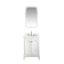 Load image into Gallery viewer, Water Creation Vanity Water Creation QU24QZ05PW-Q21TL1205 Queen 24-Inch Single Sink Quartz Carrara Vanity In Pure White With Matching Mirror(s) and F2-0012-05-TL Lavatory Faucet(s)