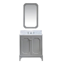 Load image into Gallery viewer, Water Creation Vanity Water Creation QU30CW01CG-Q21000000 Queen 30 Inch Single Sink Carrara White Marble Countertop Vanity in Cashmere Grey with Mirror
