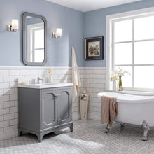 Load image into Gallery viewer, Water Creation Vanity Water Creation QU30QZ01CG-000TL1201 Queen 30-Inch Single Sink Quartz Carrara Vanity In Cashmere Grey  With F2-0012-01-TL Lavatory Faucet(s)