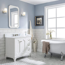 Load image into Gallery viewer, Water Creation Vanity Water Creation QU36CW05PW-000BX0905 Queen 36 Inch Single Sink Carrara White Marble Countertop Vanity in Pure White with Classic Faucet