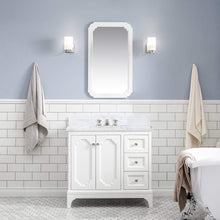 Load image into Gallery viewer, Water Creation Vanity Water Creation QU36CW05PW-000BX0905 Queen 36 Inch Single Sink Carrara White Marble Countertop Vanity in Pure White with Classic Faucet