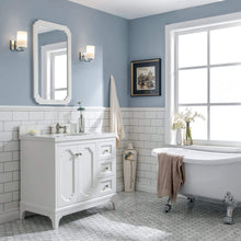 Load image into Gallery viewer, Water Creation Vanity Water Creation QU36QZ05PW-Q21TL1205 Queen 36-Inch Single Sink Quartz Carrara Vanity In Pure White With Matching Mirror(s) and F2-0012-05-TL Lavatory Faucet(s)