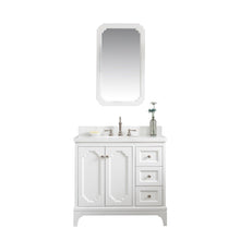Load image into Gallery viewer, Water Creation Vanity Water Creation QU36QZ05PW-Q21TL1205 Queen 36-Inch Single Sink Quartz Carrara Vanity In Pure White With Matching Mirror(s) and F2-0012-05-TL Lavatory Faucet(s)