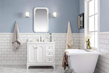 Load image into Gallery viewer, Water Creation Vanity Water Creation QU36QZ05PW-Q21TL1205 Queen 36-Inch Single Sink Quartz Carrara Vanity In Pure White With Matching Mirror(s) and F2-0012-05-TL Lavatory Faucet(s)