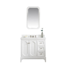 Load image into Gallery viewer, Water Creation Vanity Water Creation QU36QZ05PW-Q21TL1205 Queen 36-Inch Single Sink Quartz Carrara Vanity In Pure White With Matching Mirror(s) and F2-0012-05-TL Lavatory Faucet(s)