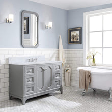 Load image into Gallery viewer, Water Creation Vanity Water Creation QU48CW01CG-000000000 Queen 48 Inch Single Sink Carrara White Marble Countertop Vanity in Cashmere Grey