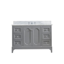 Load image into Gallery viewer, Water Creation Vanity Water Creation QU48CW01CG-000000000 Queen 48 Inch Single Sink Carrara White Marble Countertop Vanity in Cashmere Grey