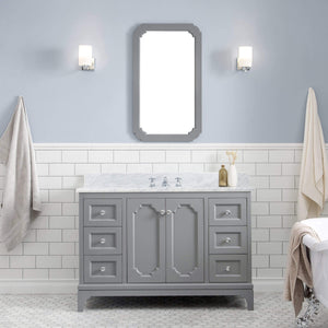 Water Creation Vanity Water Creation QU48CW01CG-000000000 Queen 48 Inch Single Sink Carrara White Marble Countertop Vanity in Cashmere Grey