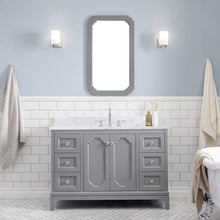 Load image into Gallery viewer, Water Creation Vanity Water Creation QU48CW01CG-000TL1201 Queen 48 Inch Single Sink Carrara White Marble Countertop Vanity in Cashmere Grey with Hook Faucet