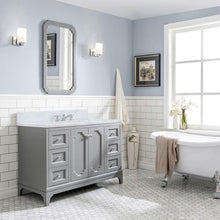 Load image into Gallery viewer, Water Creation Vanity Water Creation QU48CW01CG-Q21000000 Queen 48 Inch Single Sink Carrara White Marble Countertop Vanity in Cashmere Grey with Mirror