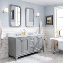 Load image into Gallery viewer, Water Creation Vanity Water Creation QU60CW01CG-000000000 Queen 60 Inch Double Sink Carrara White Marble Countertop Vanity in Cashmere Grey