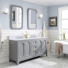 Load image into Gallery viewer, Water Creation Vanity Water Creation QU60CW01CG-Q21000000 Queen 60 Inch Double Sink Carrara White Marble Countertop Vanity in Cashmere Grey with Mirrors