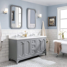 Load image into Gallery viewer, Water Creation Vanity Water Creation QU60QZ01CG-000TL1201 Queen 60-Inch Double Sink Quartz Carrara Vanity In Cashmere Grey  With F2-0012-01-TL Lavatory Faucet(s)