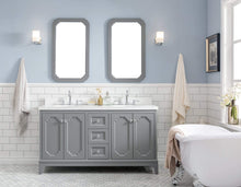 Load image into Gallery viewer, Water Creation Vanity Water Creation QU60QZ01CG-000TL1201 Queen 60-Inch Double Sink Quartz Carrara Vanity In Cashmere Grey  With F2-0012-01-TL Lavatory Faucet(s)