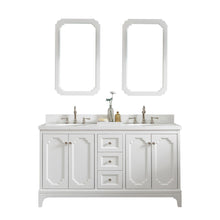 Load image into Gallery viewer, Water Creation Vanity Water Creation QU60QZ05PW-Q21TL1205 Queen 60-Inch Double Sink Quartz Carrara Vanity In Pure White With Matching Mirror(s) and F2-0012-05-TL Lavatory Faucet(s)