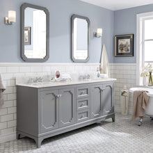 Load image into Gallery viewer, Water Creation Vanity Water Creation QU72CW01CG-000BX0901 Queen 72 Inch Double Sink Carrara White Marble Countertop Vanity in Cashmere Grey with Classic Faucets