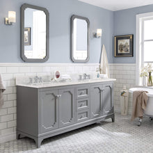Load image into Gallery viewer, Water Creation Vanity Water Creation QU72CW01CG-000FX1301 Queen 72 Inch Double Sink Carrara White Marble Countertop Vanity in Cashmere Grey with Waterfall Faucets