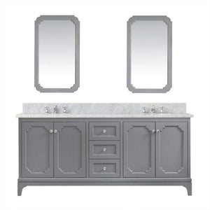 Water Creation Vanity Water Creation QU72CW01CG-Q21000000 Queen 72 Inch Double Sink Carrara White Marble Countertop Vanity in Cashmere Grey with Mirrors
