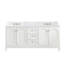 Load image into Gallery viewer, Water Creation Vanity Water Creation QU72CW05PW-000000000 Queen 72 Inch Double Sink Carrara White Marble Countertop Vanity in Pure White
