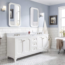 Load image into Gallery viewer, Water Creation Vanity Water Creation QU72CW05PW-000000000 Queen 72 Inch Double Sink Carrara White Marble Countertop Vanity in Pure White