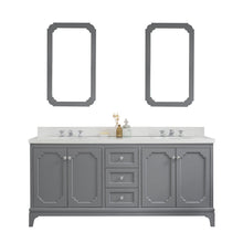 Load image into Gallery viewer, Water Creation Vanity Water Creation QU72QZ01CG-Q21BX0901 Queen 72-Inch Double Sink Quartz Carrara Vanity In Cashmere Grey With Matching Mirror(s) and F2-0009-01-BX Lavatory Faucet(s)