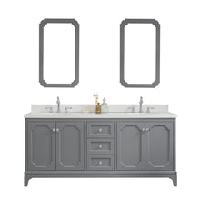 Load image into Gallery viewer, Water Creation Vanity Water Creation QU72QZ01CG-Q21TL1201 Queen 72-Inch Double Sink Quartz Carrara Vanity In Cashmere Grey With Matching Mirror(s) and F2-0012-01-TL Lavatory Faucet(s)