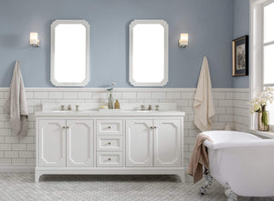Water Creation Vanity Water Creation QU72QZ05PW-000BX0905 Queen 72-Inch Double Sink Quartz Carrara Vanity In Pure White  With F2-0009-05-BX Lavatory Faucet(s)