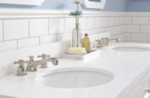 Water Creation Vanity Water Creation QU72QZ05PW-000BX0905 Queen 72-Inch Double Sink Quartz Carrara Vanity In Pure White  With F2-0009-05-BX Lavatory Faucet(s)