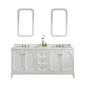 Water Creation Vanity Water Creation QU72QZ05PW-000BX0905 Queen 72-Inch Double Sink Quartz Carrara Vanity In Pure White  With F2-0009-05-BX Lavatory Faucet(s)
