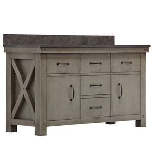 Water Creation Vanity Water Creation VAB060BLGG00 Aberdeen 60 Inch Grizzle Grey Double Sink Bathroom Vanity With Blue Limestone Counter Top