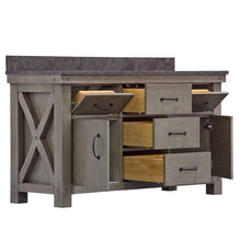 Load image into Gallery viewer, Water Creation Vanity Water Creation VAB060BLGG00 Aberdeen 60 Inch Grizzle Grey Double Sink Bathroom Vanity With Blue Limestone Counter Top