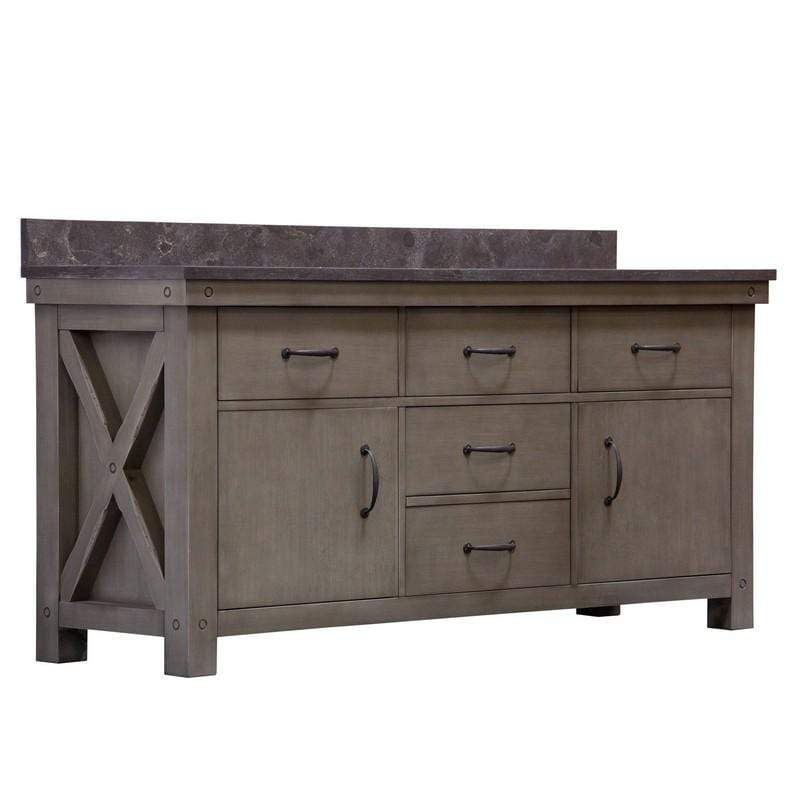 Water Creation Vanity Water Creation VAB072BLGG00 Aberdeen 72 Inch Grizzle Grey Double Sink Bathroom Vanity With Blue Limestone Counter Top
