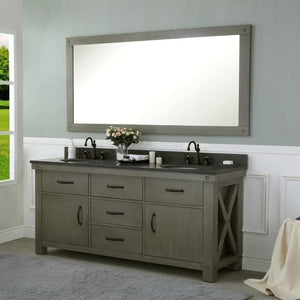 Water Creation Vanity Water Creation VAB072BLGG00 Aberdeen 72 Inch Grizzle Grey Double Sink Bathroom Vanity With Blue Limestone Counter Top