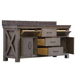 Water Creation Vanity Water Creation VAB072BLGG00 Aberdeen 72 Inch Grizzle Grey Double Sink Bathroom Vanity With Blue Limestone Counter Top