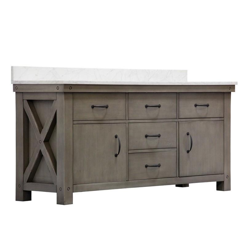 Water Creation Vanity Water Creation VAB072CWGG00 Aberdeen 72 Inch Grizzle Grey Double Sink Bathroom Vanity With Carrara White Marble Counter Top