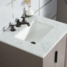 Load image into Gallery viewer, Water Creation Vanity Water Creation VEL024CWCG08 Elizabeth 24 Inch Single Sink Carrara White Marble Vanity In Cashmere Grey with Matching Mirror and Lavatory Faucet