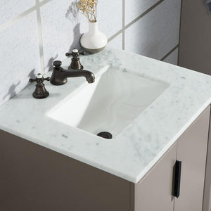 Water Creation Vanity Water Creation VEL024CWCG12 Elizabeth 24 Inch Single Sink Carrara White Marble Vanity In Cashmere Grey with Lavatory Faucet