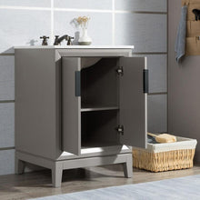Load image into Gallery viewer, Water Creation Vanity Water Creation VEL024CWCG12 Elizabeth 24 Inch Single Sink Carrara White Marble Vanity In Cashmere Grey with Lavatory Faucet
