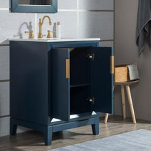 Load image into Gallery viewer, Water Creation Vanity Water Creation VEL024CWMB37 Elizabeth 24 Inch Single Sink Carrara White Marble Vanity In Monarch Blue with Lavatory Faucet