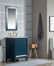 Load image into Gallery viewer, Water Creation Vanity Water Creation VEL024CWMB37 Elizabeth 24 Inch Single Sink Carrara White Marble Vanity In Monarch Blue with Lavatory Faucet