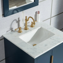 Load image into Gallery viewer, Water Creation Vanity Water Creation VEL024CWMB37 Elizabeth 24 Inch Single Sink Carrara White Marble Vanity In Monarch Blue with Lavatory Faucet