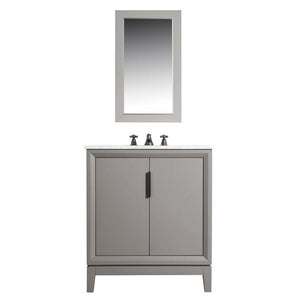 Water Creation Vanity Water Creation VEL030CWCG12 Elizabeth 30 Inch Single Sink Carrara White Marble Vanity In Cashmere Grey with Lavatory Faucet