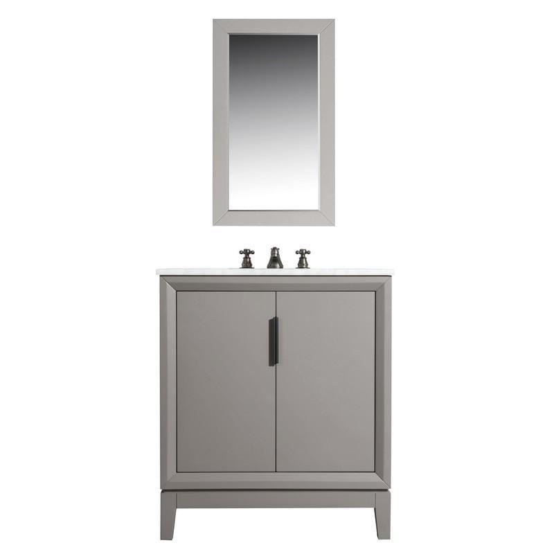 Water Creation Vanity Water Creation VEL030CWCG12 Elizabeth 30 Inch Single Sink Carrara White Marble Vanity In Cashmere Grey with Lavatory Faucet