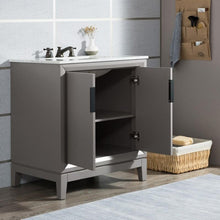 Load image into Gallery viewer, Water Creation Vanity Water Creation VEL030CWCG12 Elizabeth 30 Inch Single Sink Carrara White Marble Vanity In Cashmere Grey with Lavatory Faucet