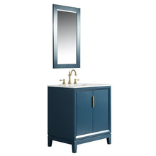 Load image into Gallery viewer, Water Creation Vanity Water Creation VEL030CWMB37 Elizabeth 30 Inch Single Sink Carrara White Marble Vanity In Monarch Blue with Lavatory Faucet