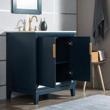Load image into Gallery viewer, Water Creation Vanity Water Creation VEL030CWMB37 Elizabeth 30 Inch Single Sink Carrara White Marble Vanity In Monarch Blue with Lavatory Faucet