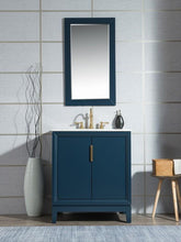 Load image into Gallery viewer, Water Creation Vanity Water Creation VEL030CWMB37 Elizabeth 30 Inch Single Sink Carrara White Marble Vanity In Monarch Blue with Lavatory Faucet