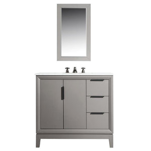 Water Creation Vanity Water Creation VEL036CWCG01 Elizabeth 36 Inch Single Sink Carrara White Marble Vanity In Cashmere Grey With Matching Mirror