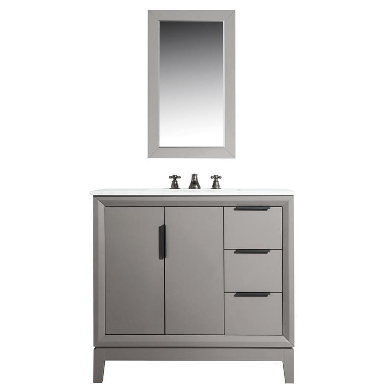 Water Creation Vanity Water Creation VEL036CWCG01 Elizabeth 36 Inch Single Sink Carrara White Marble Vanity In Cashmere Grey With Matching Mirror